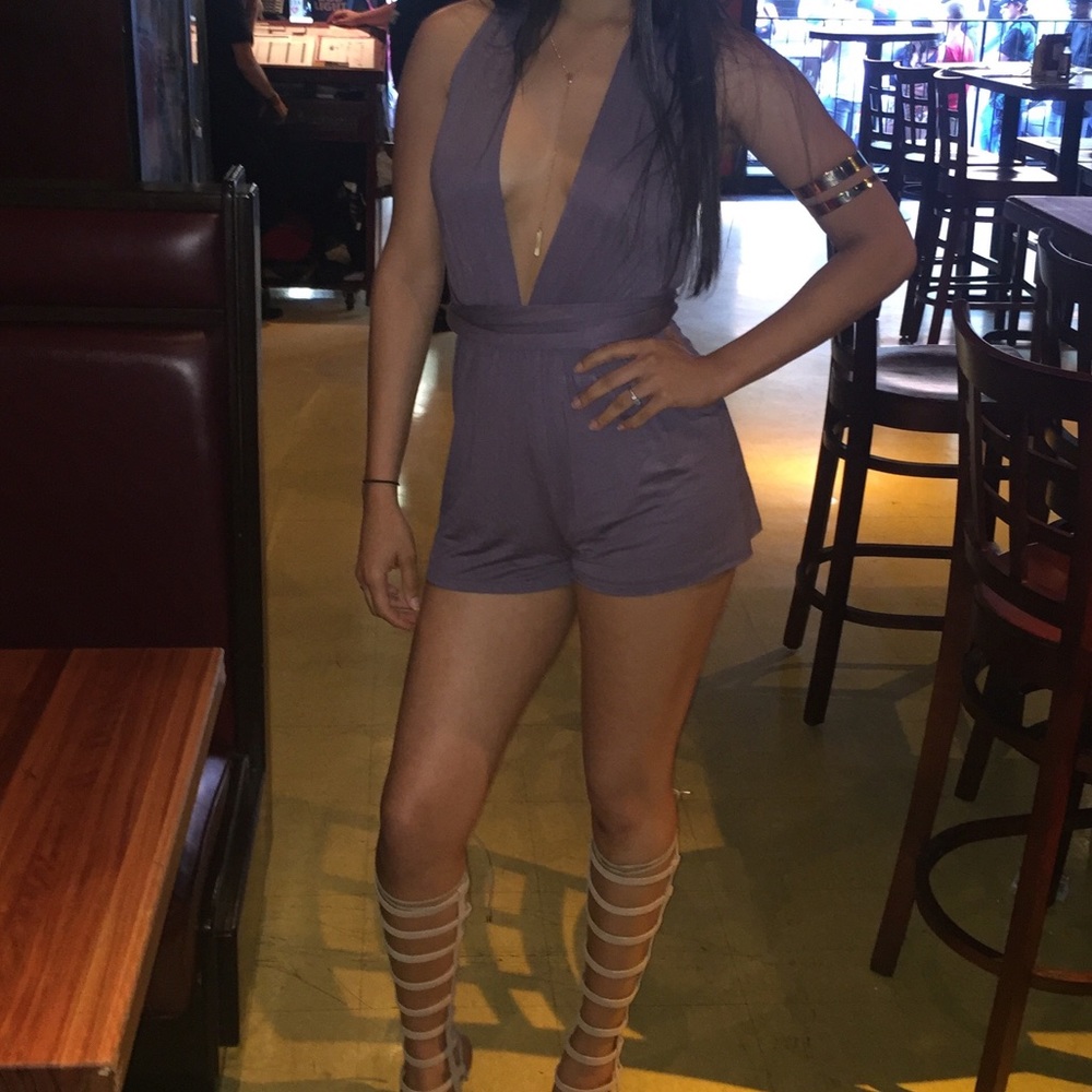 Purple multi-way romper from LULUS